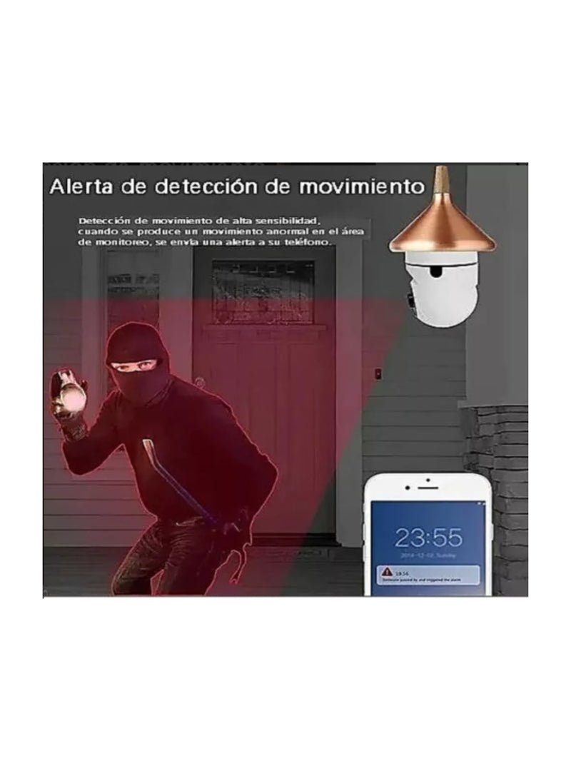Cámara De Seguridas WiFI 360 Giratoria Tipo Foco, Visión Nocturna con LEDs y Hd 1080p