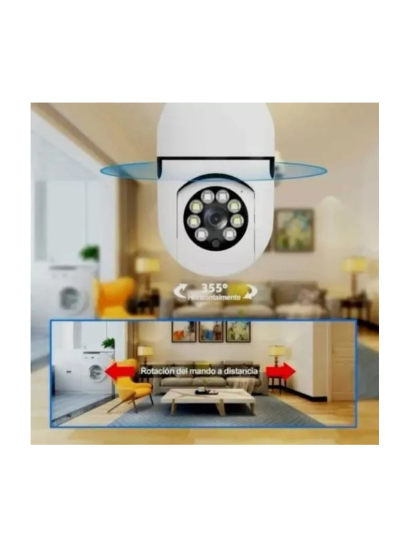 Cámara De Seguridas WiFI 360 Giratoria Tipo Foco, Visión Nocturna con LEDs y Hd 1080p